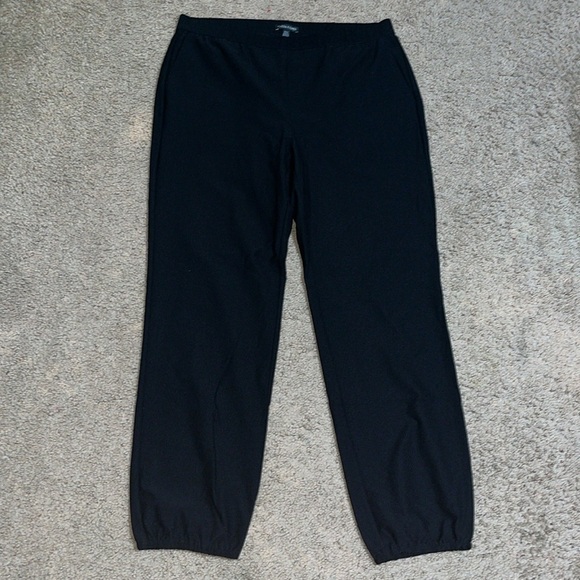 Eileen Fisher Washable Stretch Crepe Slouchy Ankle Pants Black Medium - Picture 5 of 12